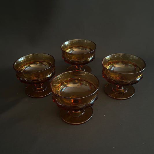 Amber Glass Footed Desert Bowls (set of four)