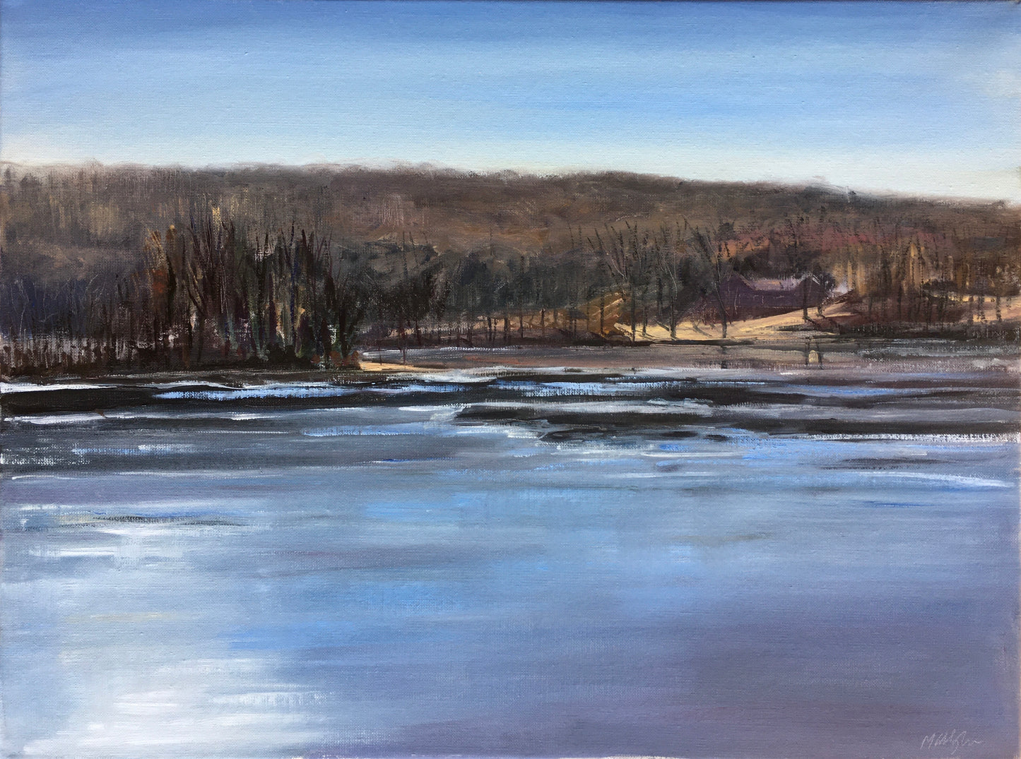Upton Lake, partially frozen, President's Day, February 17th, 2020