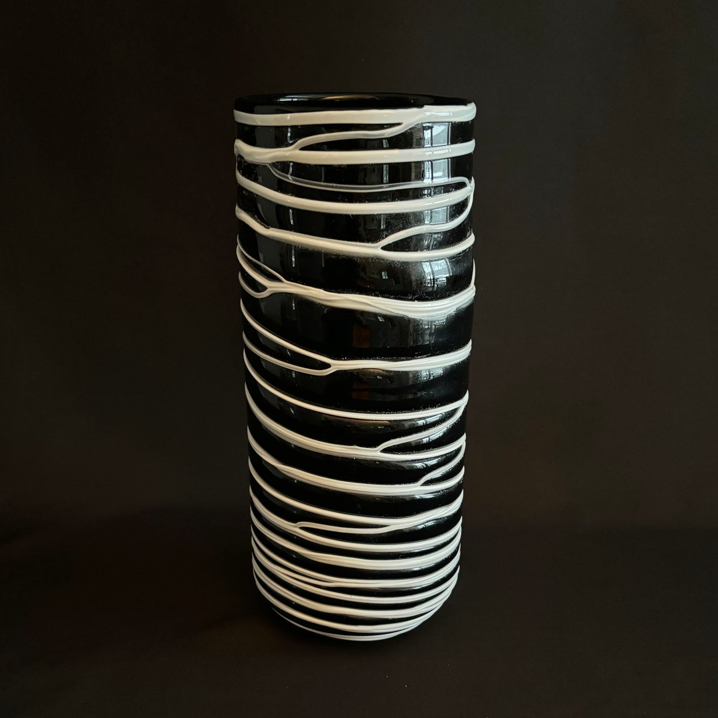 Black and White Art Glass Vase