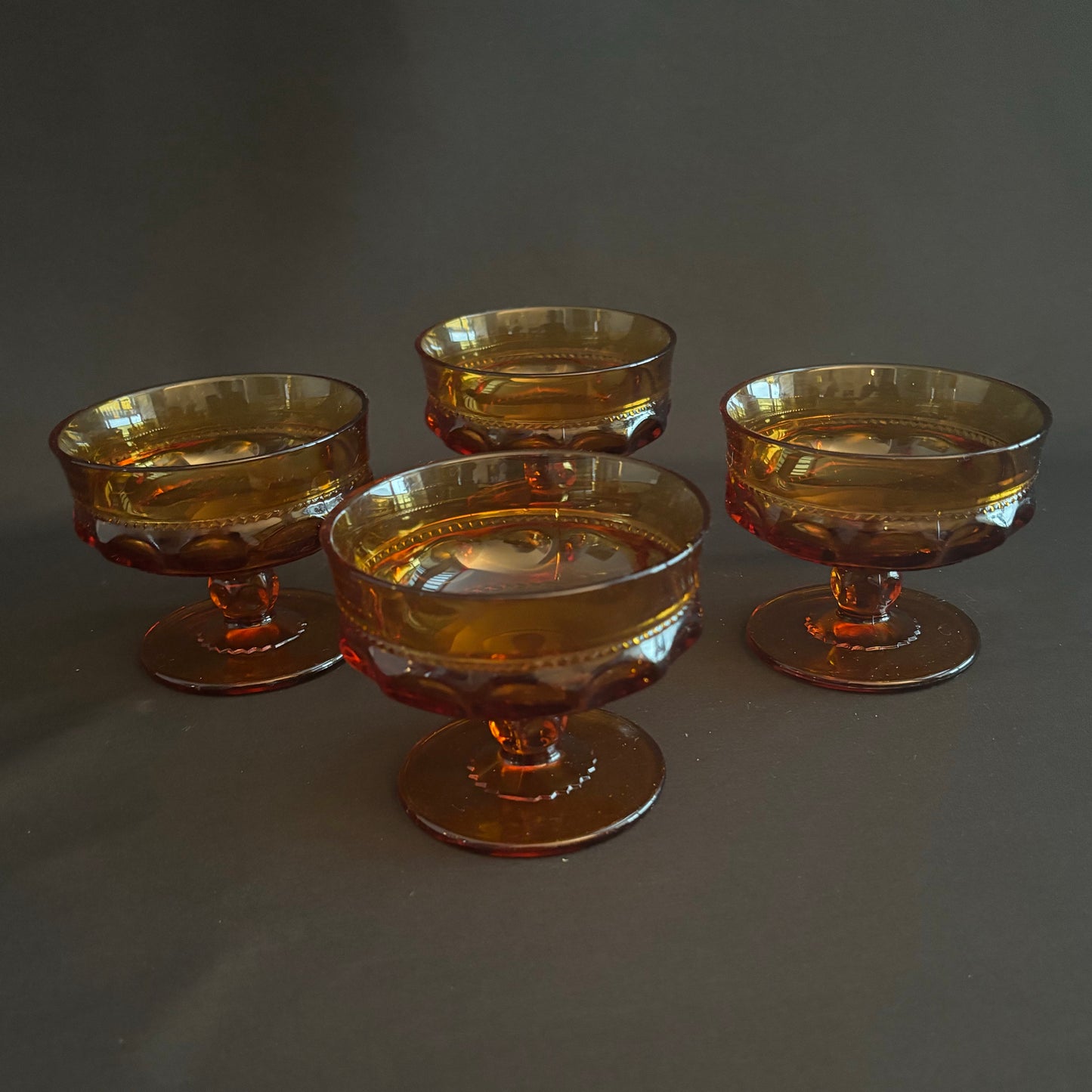 Amber Glass Footed Desert Bowls