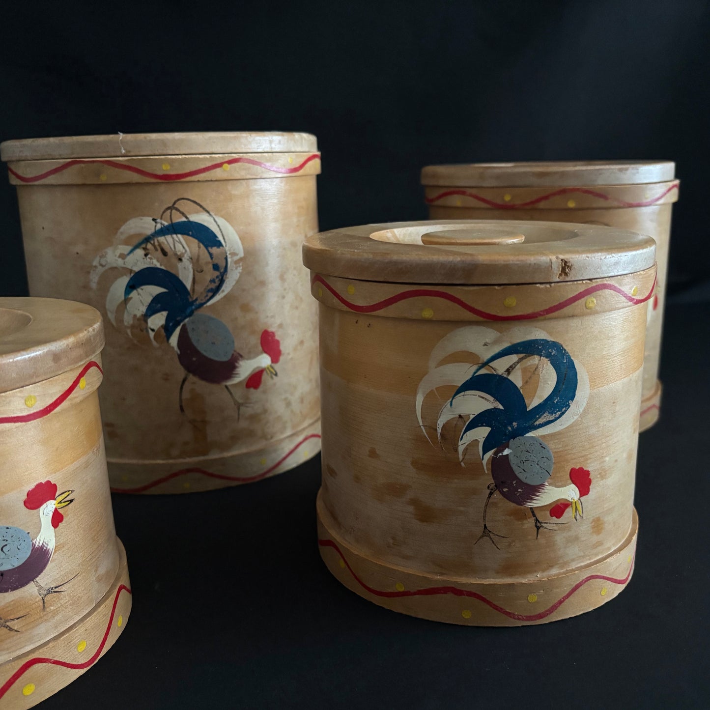 Vintage Japanese Wooden Storage Containers (Set of four)