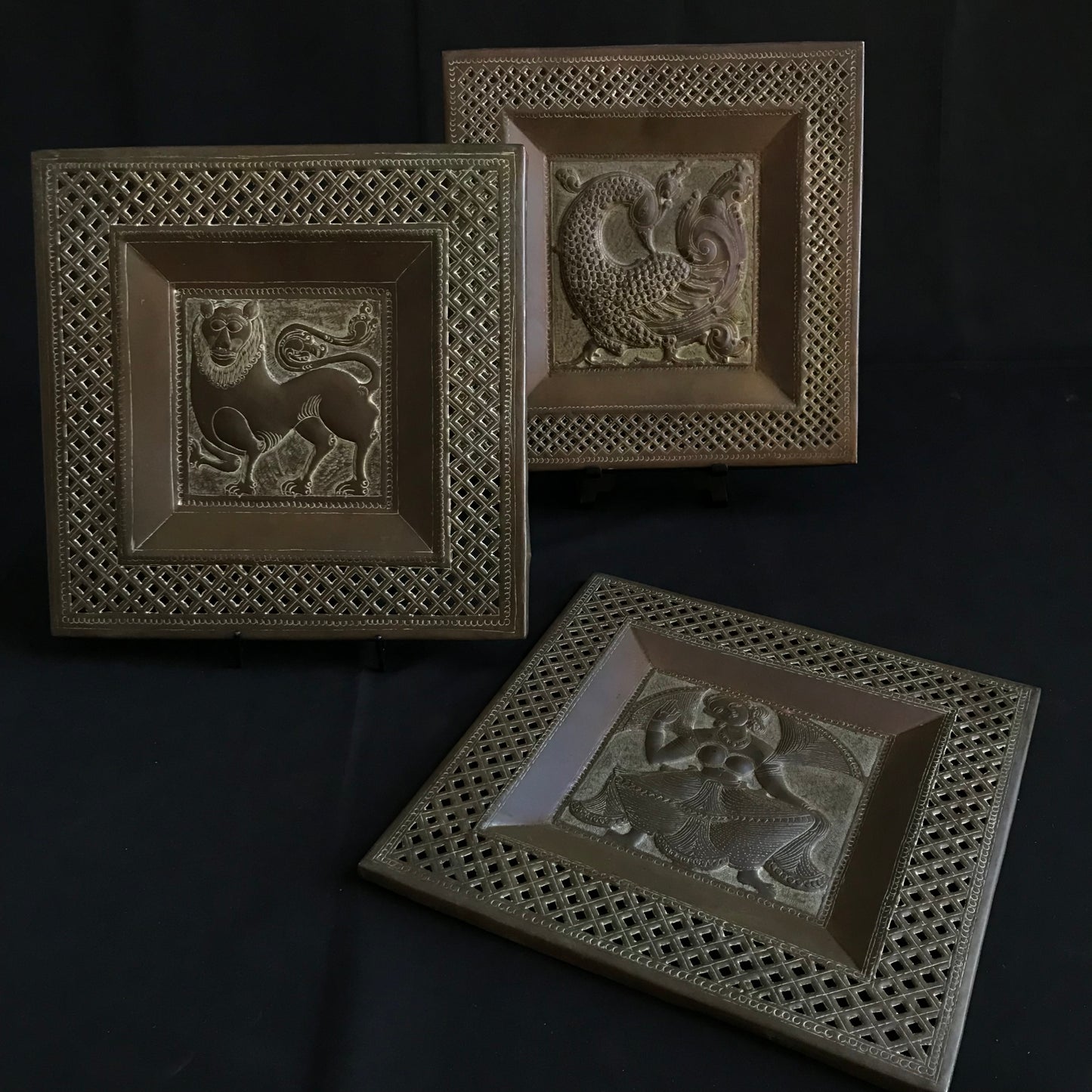 Three Decorative Brass Plaques (1)