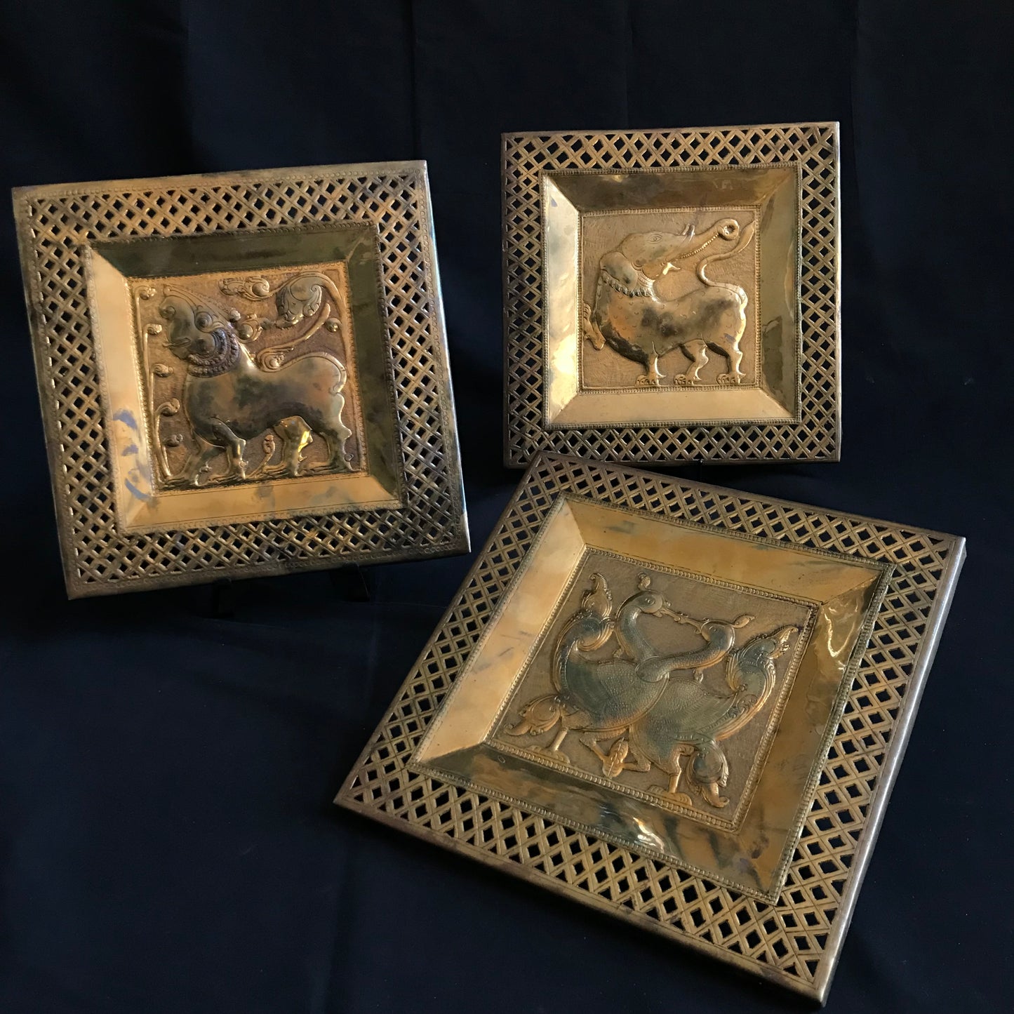 Three Decorative Brass Plaques (11)