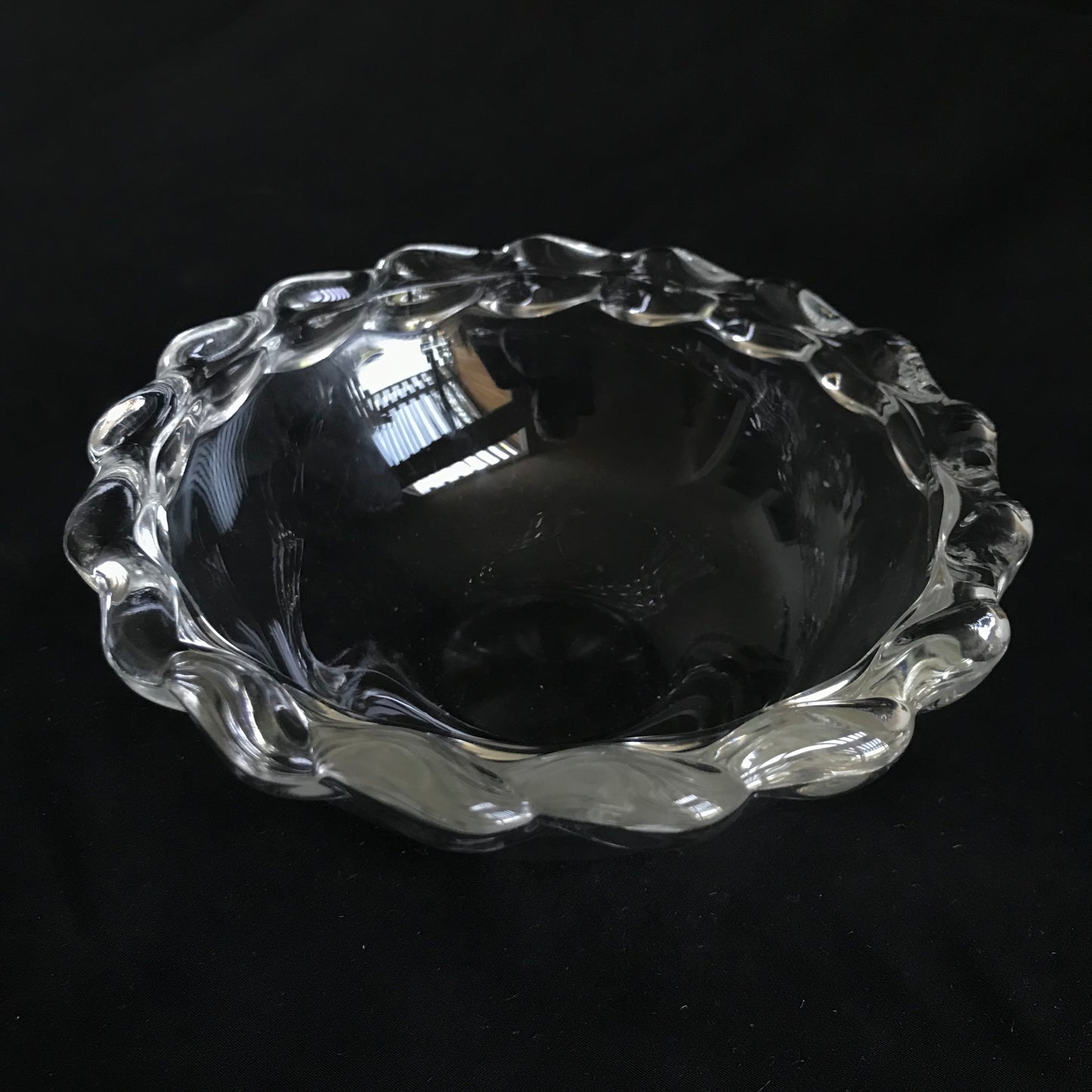 Set of Four Ripple Rim Glass Dessert Bowls