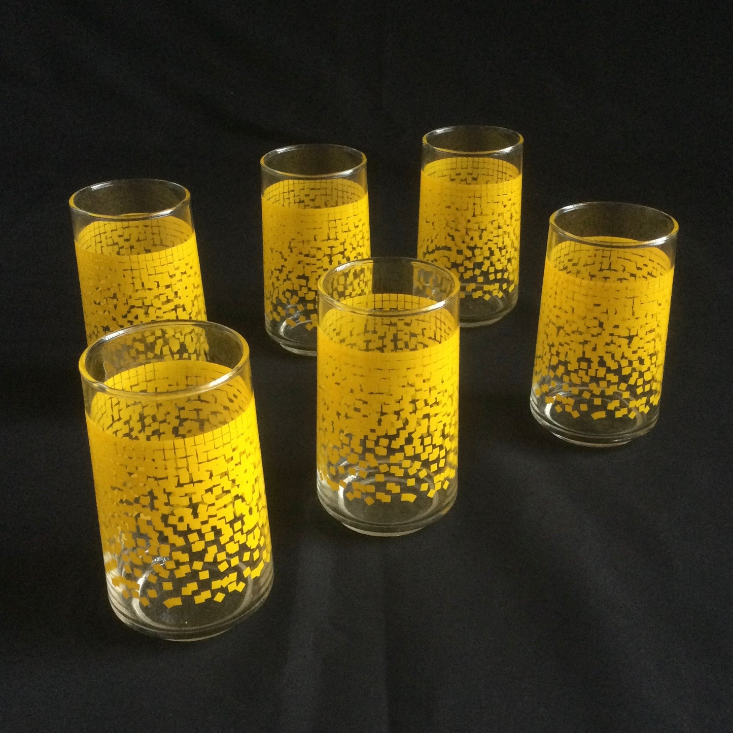 Vintage, Cascading Squares, Water Glasses. Set of 6.