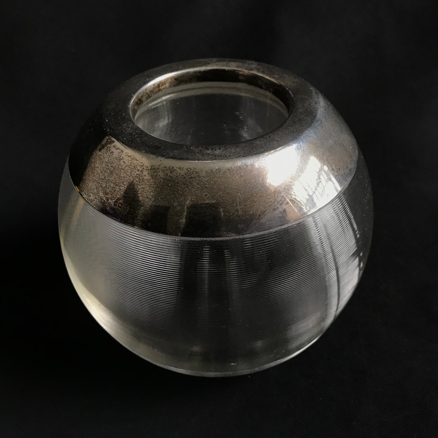 Silver-Rimmed, Spherical Posy Vase
