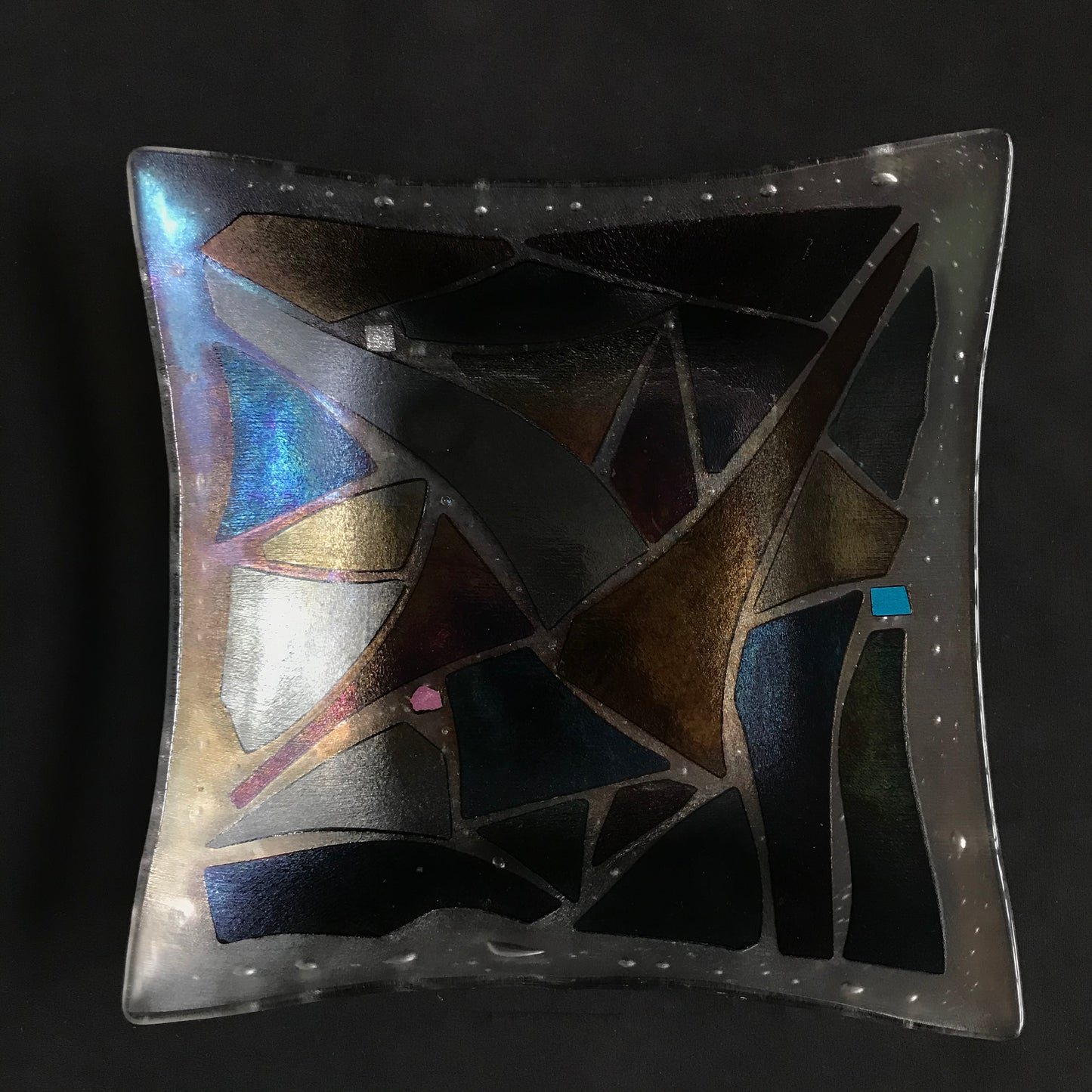 Dichroic Iridescent Glass Dish by Kurt McVay