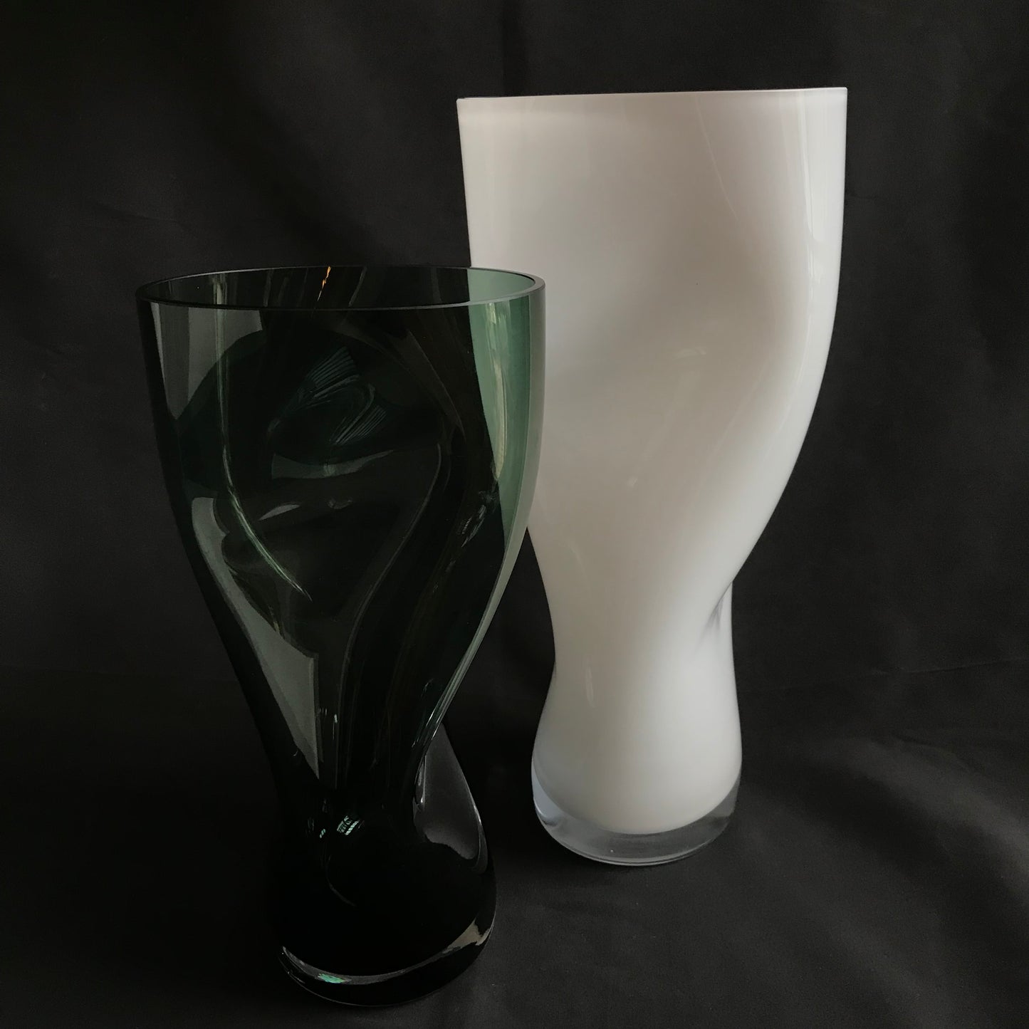 Green Glass “Squeeze Vase” by Orrefors.