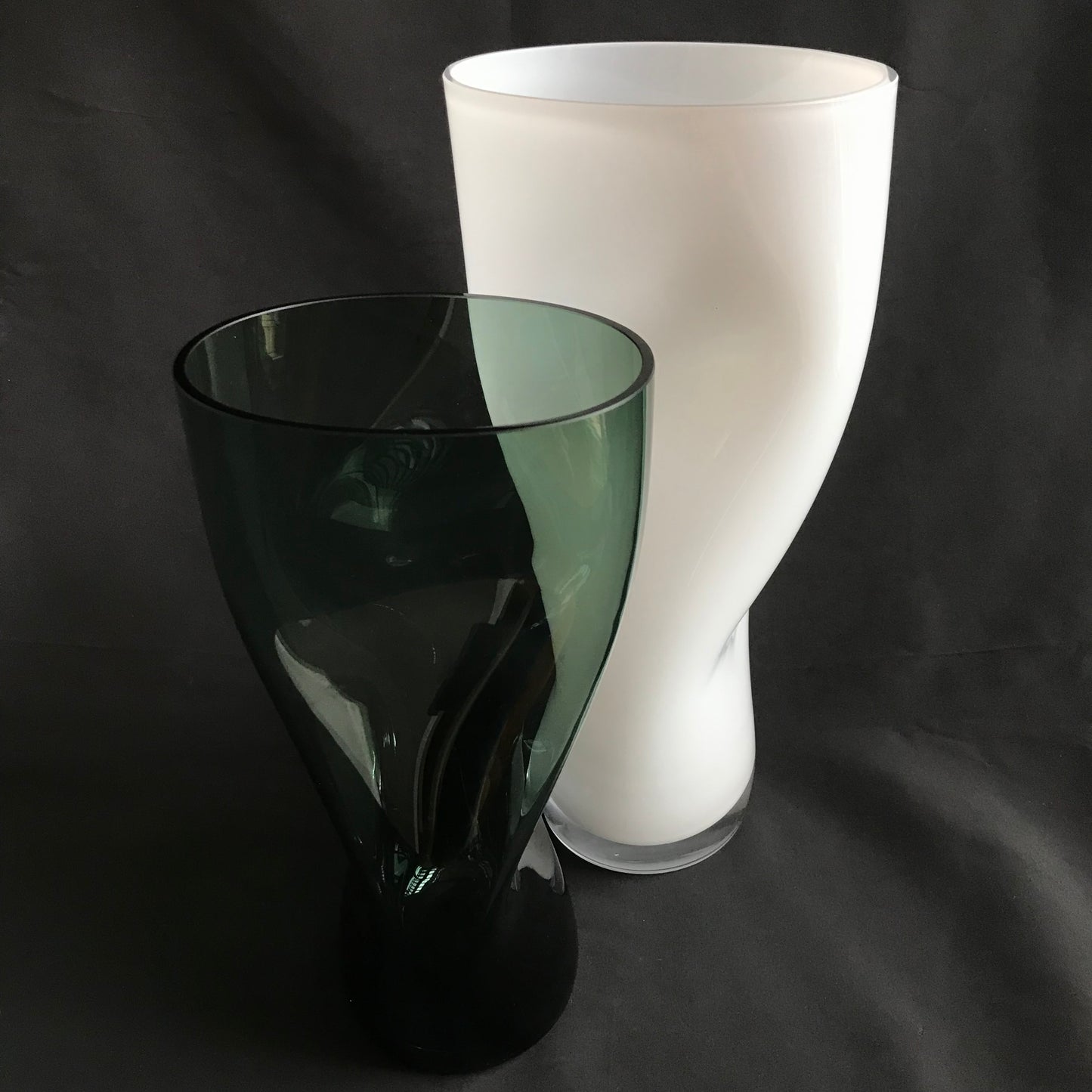 Green Glass “Squeeze Vase” by Orrefors.