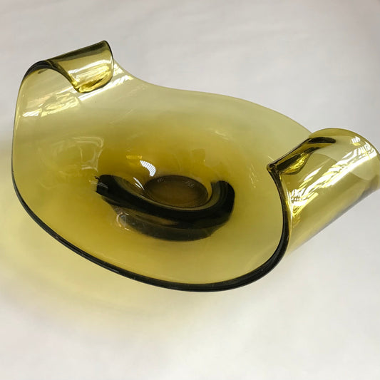 Curved, Tapered Art Glass Bowl.