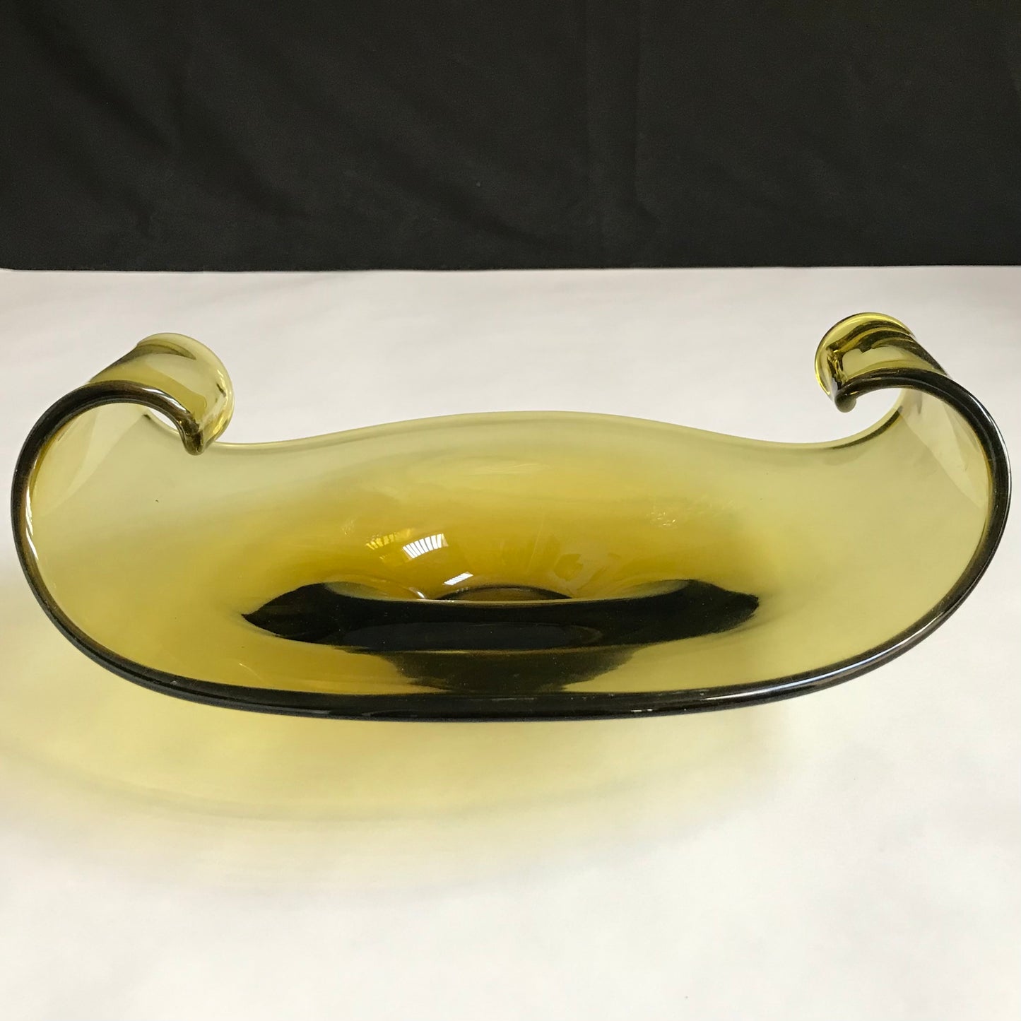 Curved, Tapered Art Glass Bowl.