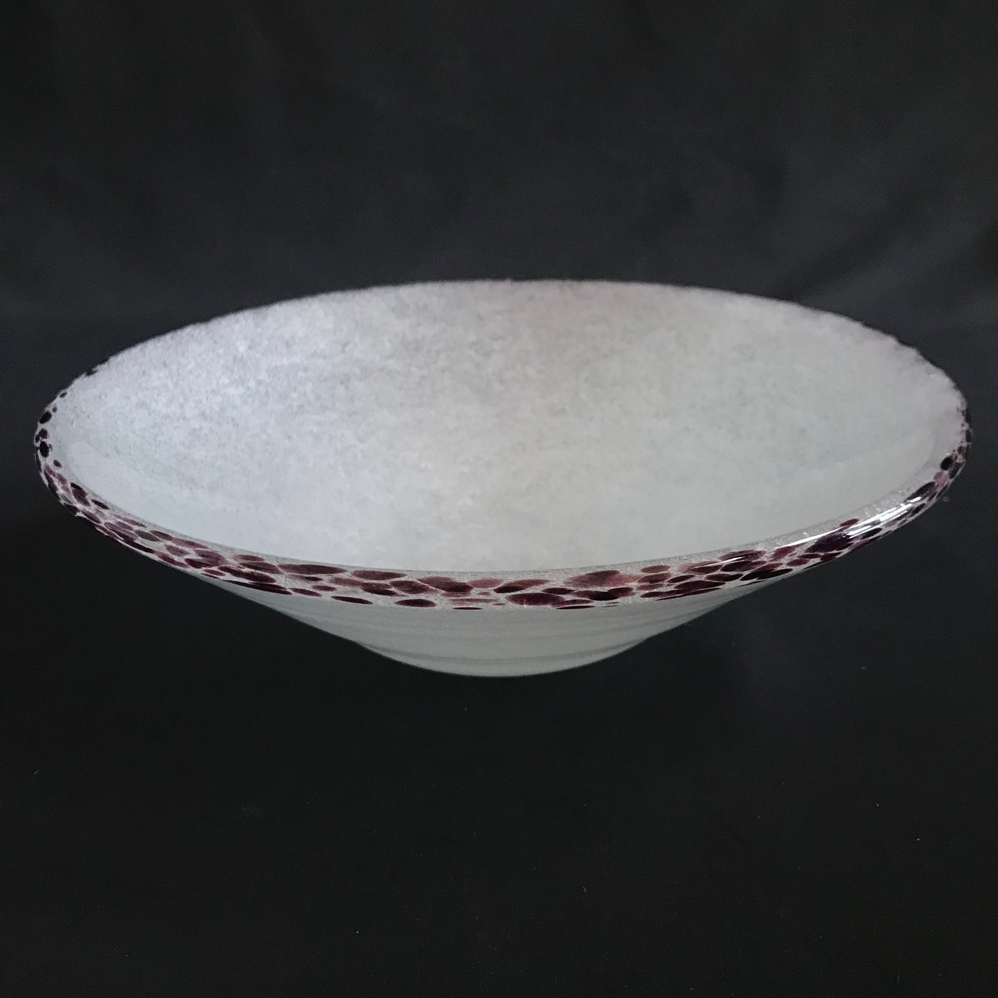 Shallow Glass Bowl with Decorative Rim