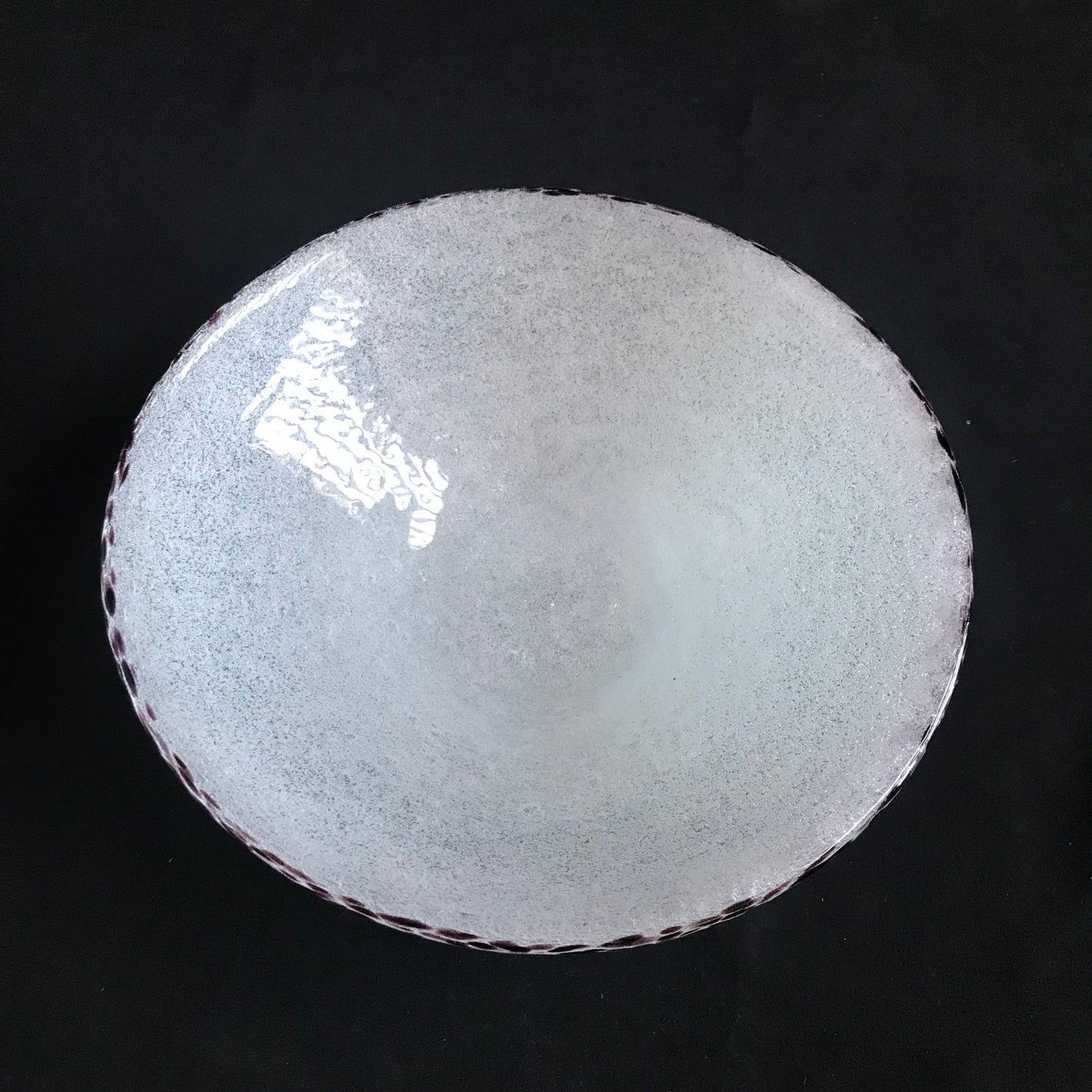 Shallow Glass Bowl with Decorative Rim