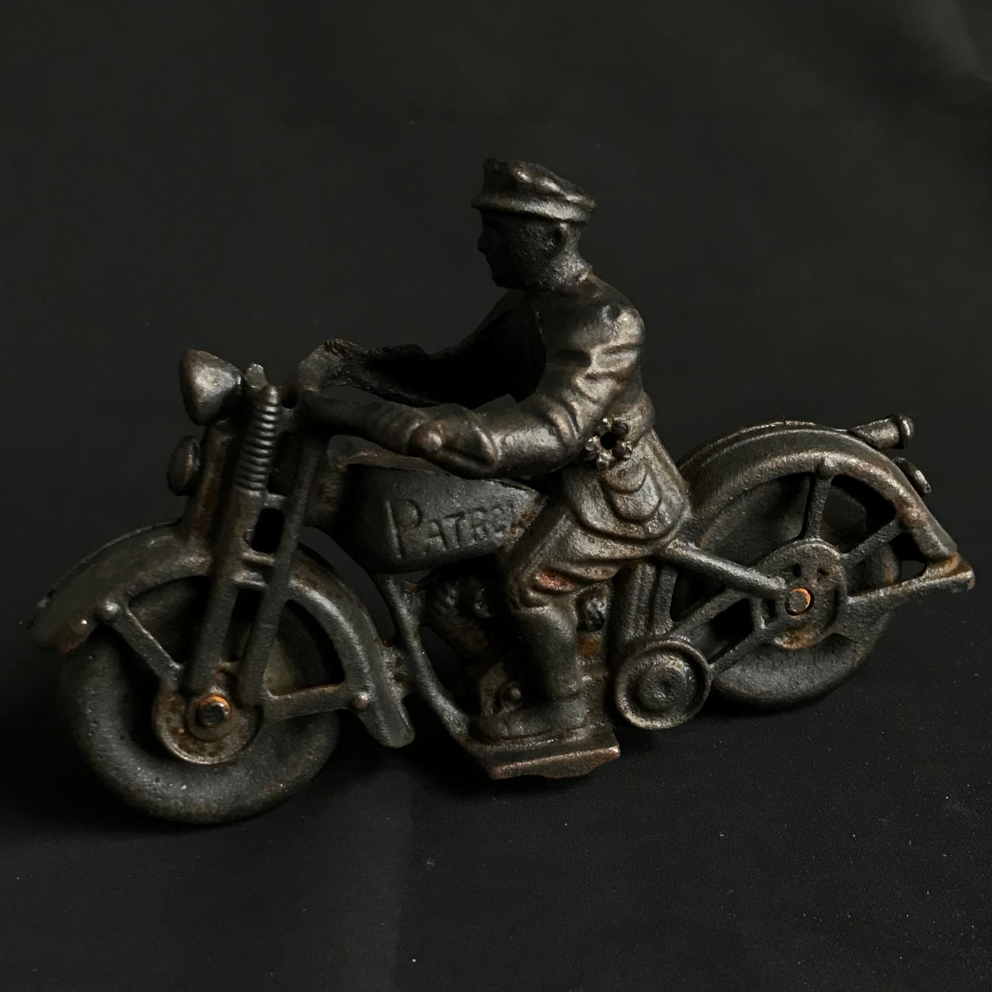 Vintage Cast Iron Motorcycle and Policeman