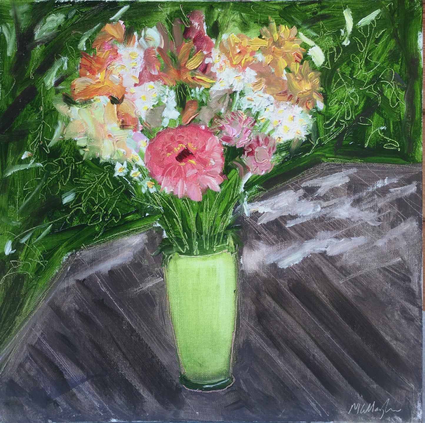 Farmstand Flowers, Green Vase, July 13th, 2020