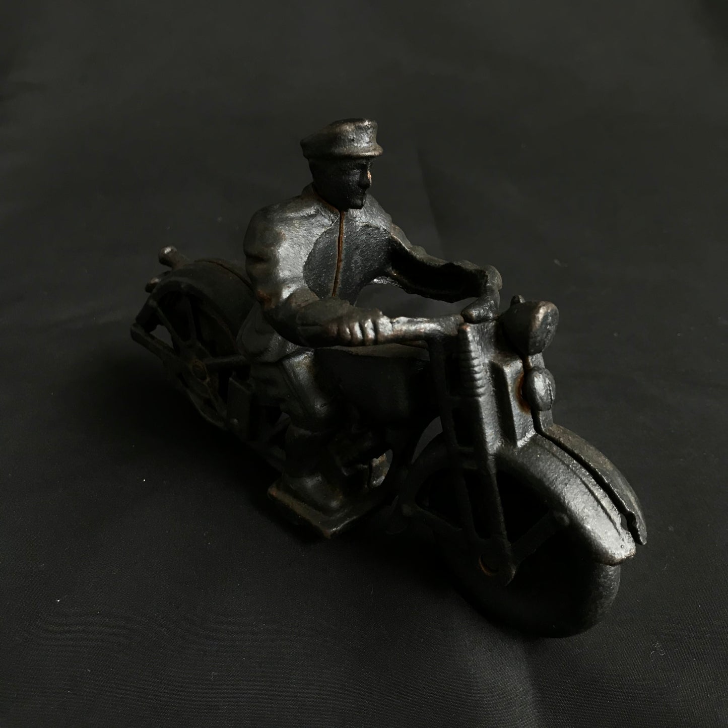 Vintage Cast Iron Motorcycle and Policeman