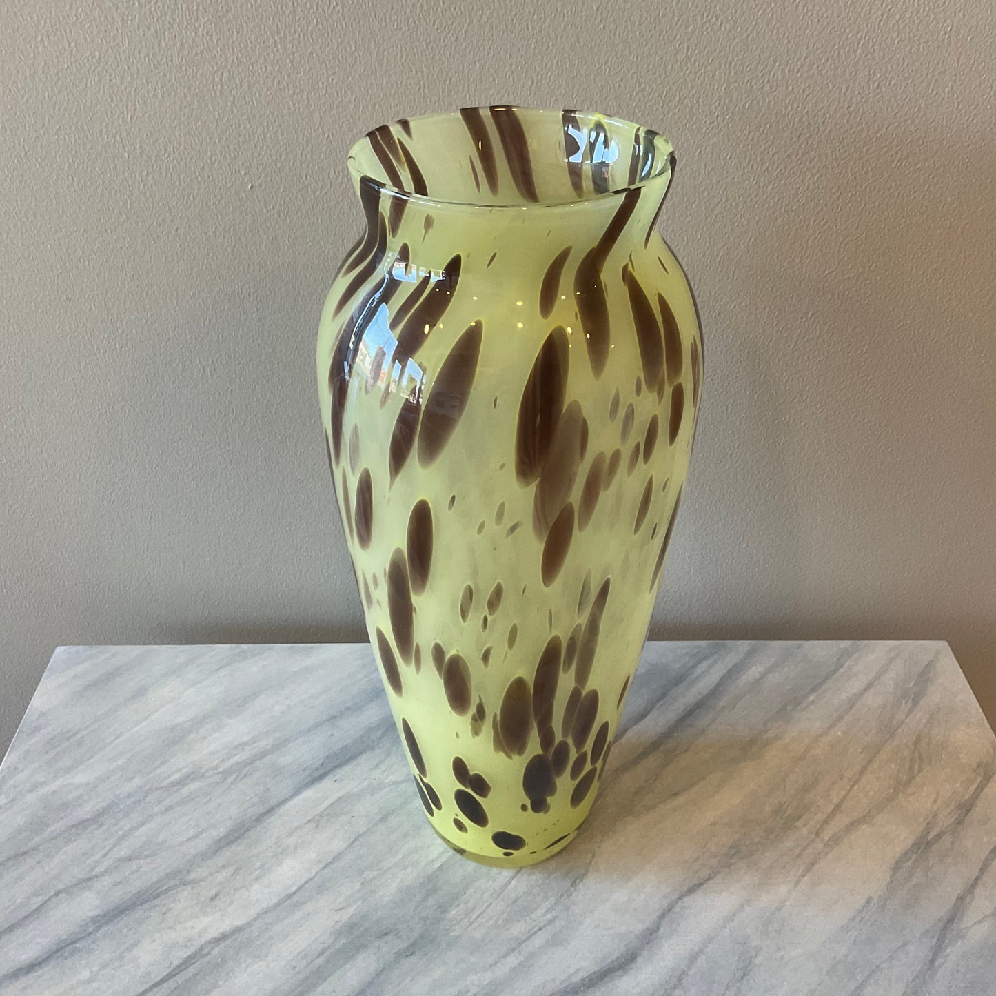 Italian Art Glass Vase (yellow and brown)