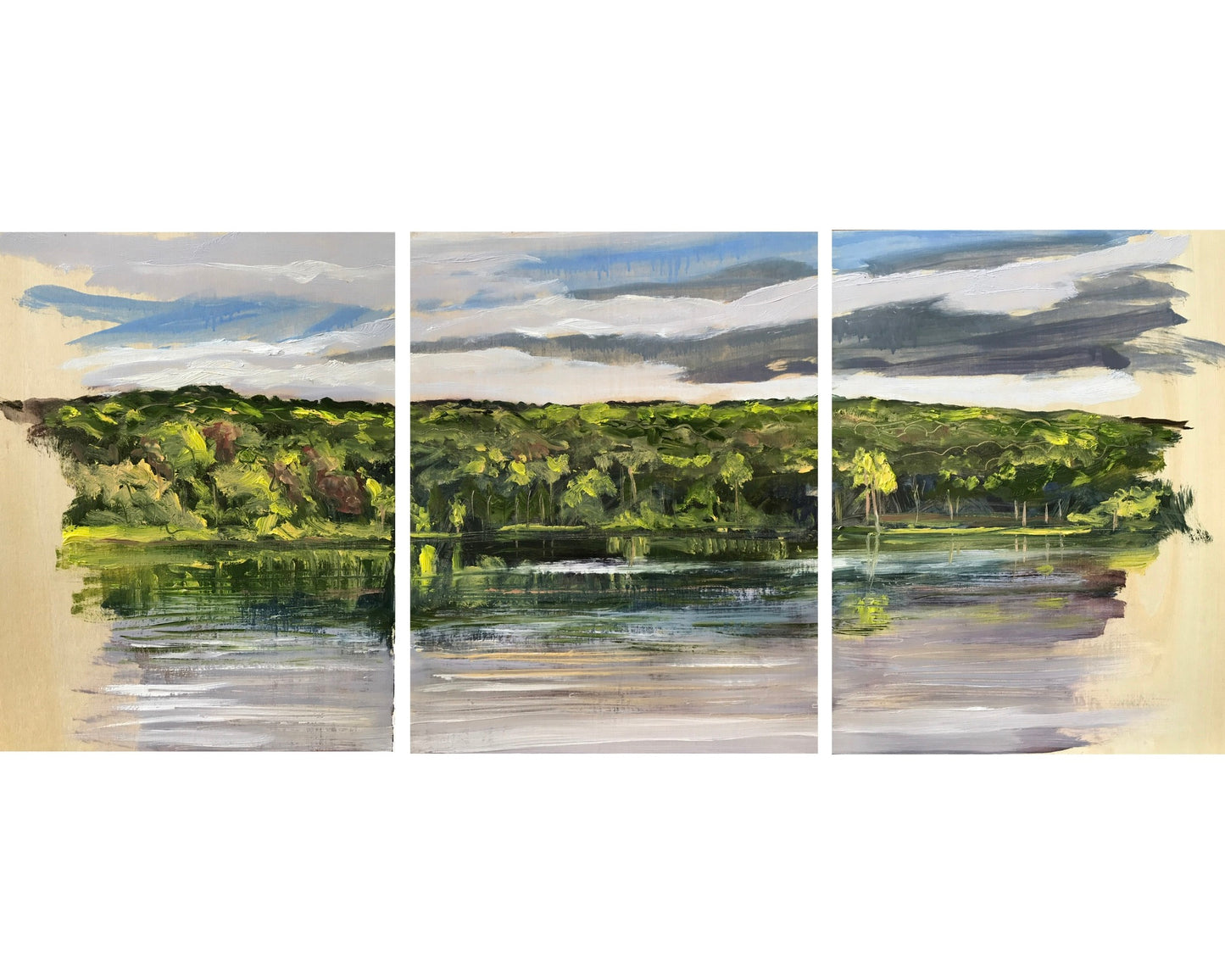 Triptych: Late Afternoon Light, Upton Lake, August 8th, 2022