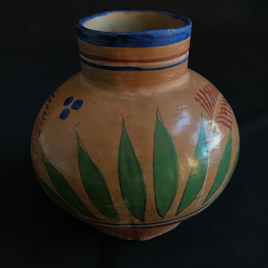 Vintage Mexican Pottery - Vase with Leaf Pattern